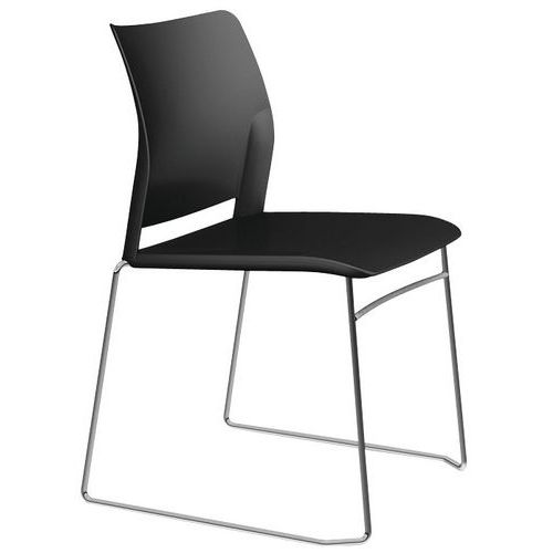 CHAISE AUDE PIED TRAINEAU CHROMÉ ASSISE/DOS POLYPRO NOIR - SOKOA