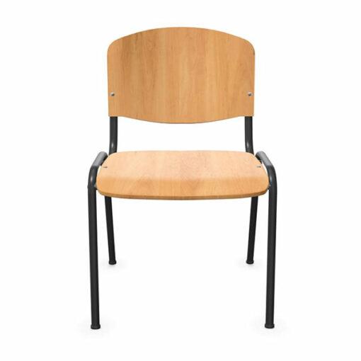 Chaise empilable Claudia bois - structure solide - revêtement époxy noir grainé - neuf_0