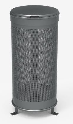 Poubelle publique Fija Aro avec couvercle - Acier perforé Ø 5mm - Traitement Ferrus anticorrosion_0