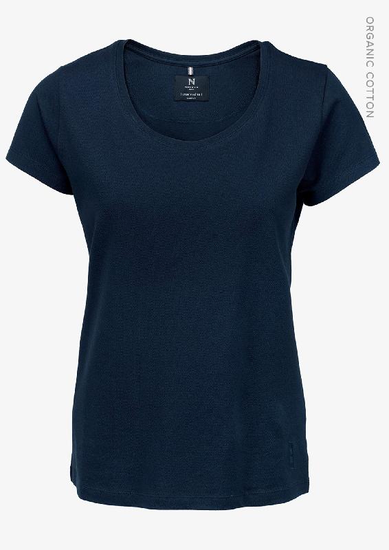 T-shirt femme - Piqué, coton-élasthanne, col tombant - Danbury Women - Nimbus_0