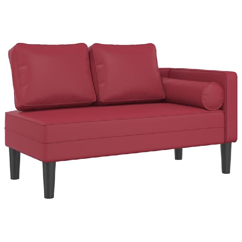 Décoshop26 - Méridienne chaise longue canapé pour intérieur avec coussins en PVC rouge bordeaux DEC026095 - rouge 3000255620180_0