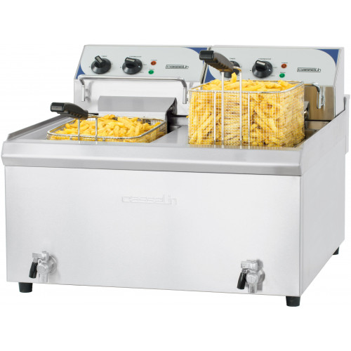 FRITEUSE PROFESSIONNELLE HAUT RENDEMENT AVEC VIDANGE CASSELIN - 2 X 10 L