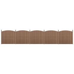 Helloshop26 - 5 pièces de clôture barrière brise vue brise vent bois composite wpc demi-cercle arrondi brun 185 x 932 cm 03_0006596 - 3001821682724_0