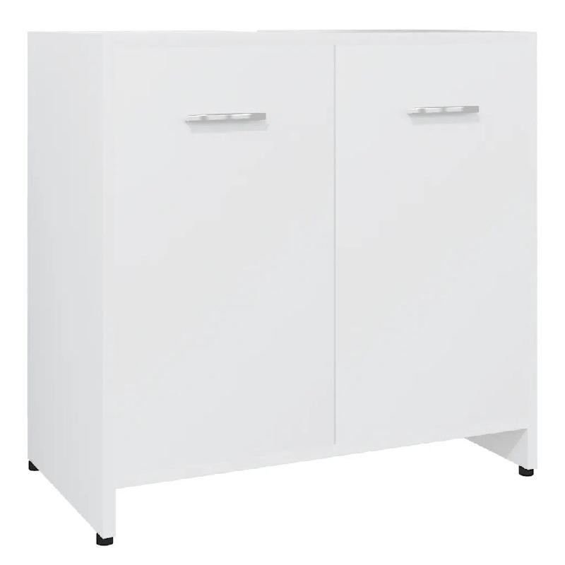 Helloshop26 - Armoire de salle de bain rangement 60 x 33 x 61 cm design épuré avec 2 portes en bois d'ingénierie blanc 02_0047710 - blanc Bois mass_0