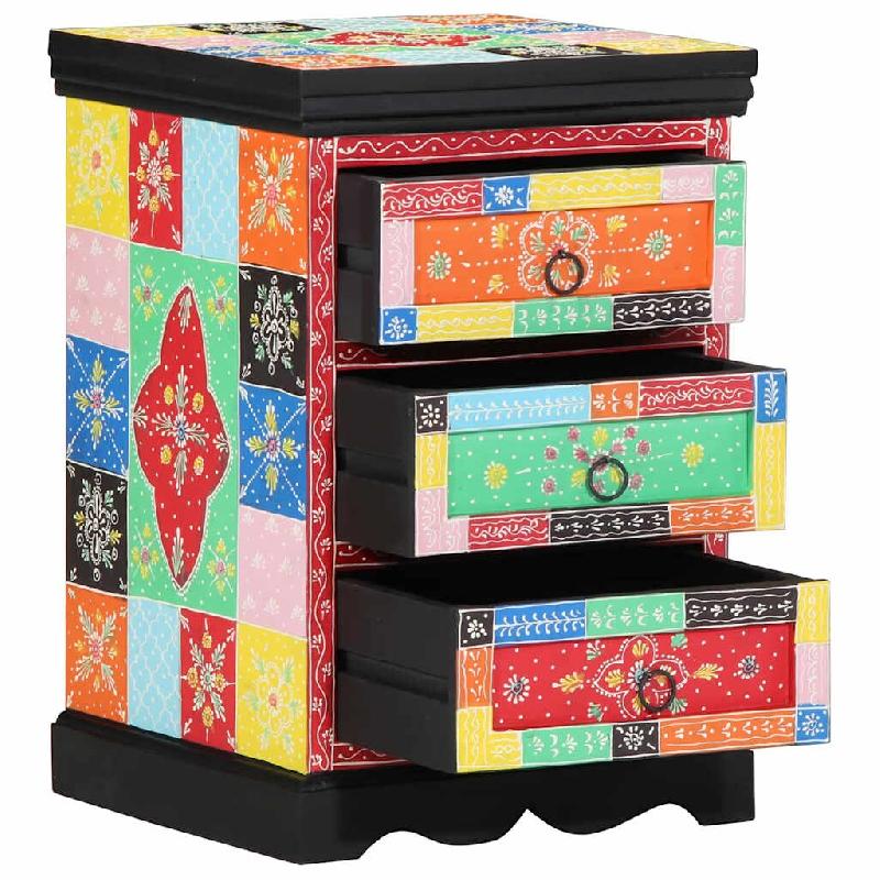 Helloshop26 - Armoire moderne avec 3 tiroirs rangement 40 x 40 x 60 cm en bois de manguier massif multicolore 02_0057708 - Bois massif 3000240184352_0