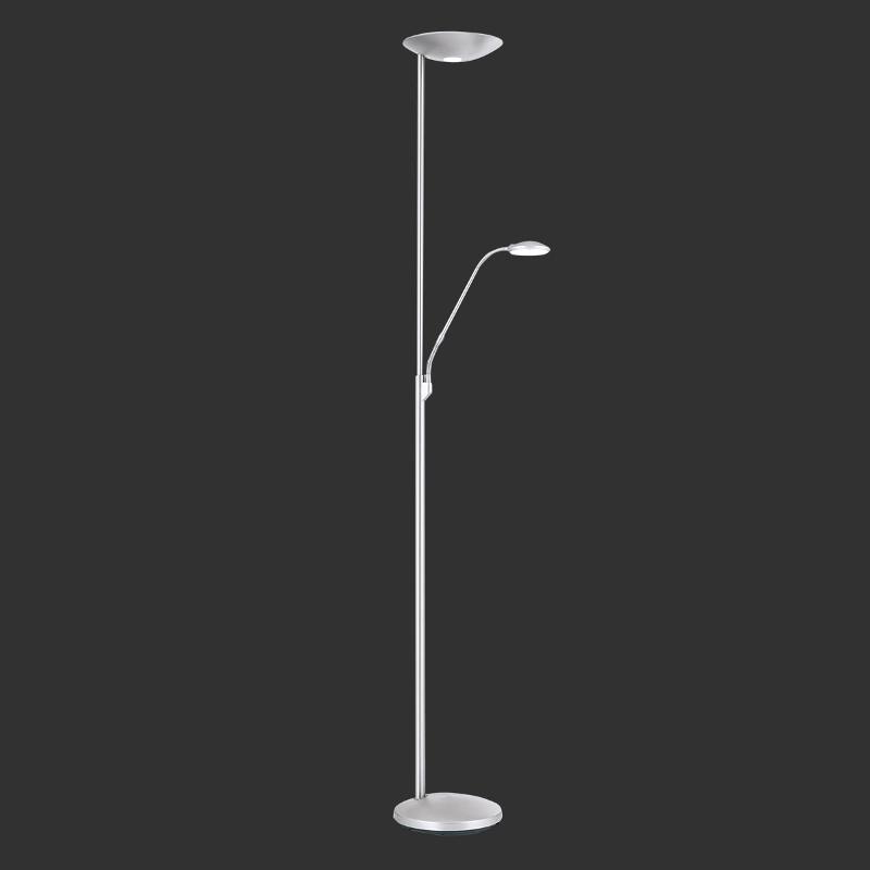ORION LAMPADAIRE À ÉCLAIRAGE INDIRECT LED COBRA AVEC LAMPE DE LECTURE LED NICKEL