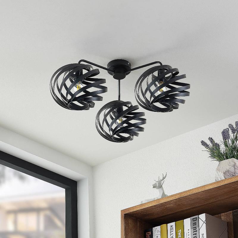LINDBY NIOBANO PLAFONNIER EN ACIER NOIR
