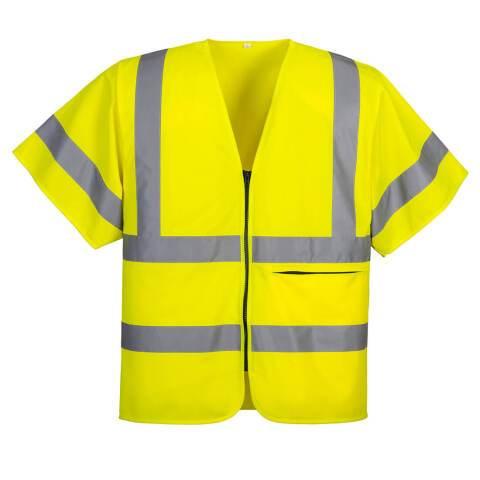 LOT DE 4 - PORTWEST C372 GILET ZIPPÉ À DEMI-MANCHES JAUNE - TAILLE 4XL