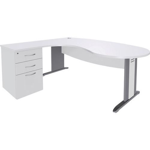 PACK QUATUOR PIED L BOIS BUR.CONVI.R G+CAIS.P60 BLANC/ALU - MANUTAN EXPERT