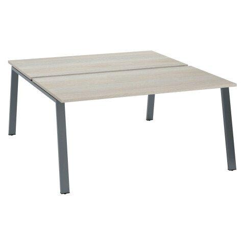 PÔLE 2 BUREAUX ECLA CHÊNE GRIS L 160 X P 80 CM PIÈTEMENT MÉTAL FINITION ANTHRACITE