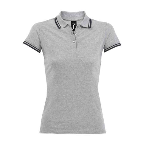 POLO PERSONNALISABLE FEMME EN COTON PEIGNÉ GRIS/MARINE