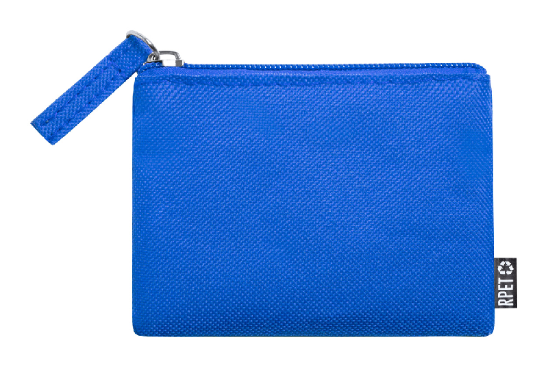 Porte-monnaie zippé en polyester 600D RPET - Labélisé RPET - Couleur bleue - 13g_0