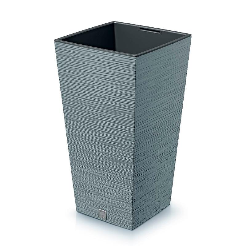 Prosperplast - Jardinière couleur ciment avec réserve d’eau, collection FURU - 24x24x45 cm, capacité de 7,5 L - gris plastique polypropylène ZA5276_0