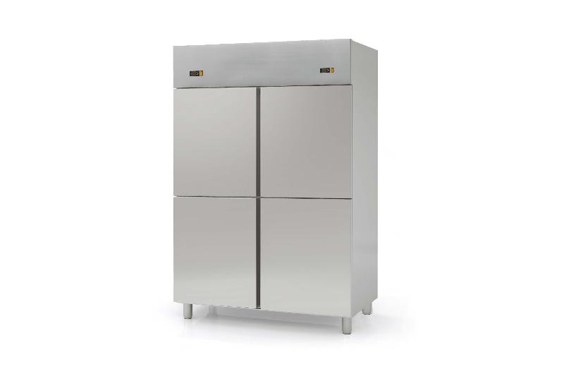 RÉFRIGÉRATEUR INOX PROFI 1400 GN 2/1 - 2 GROUPES FRIGORIFIQUES ET 4 DEMI-PORTES