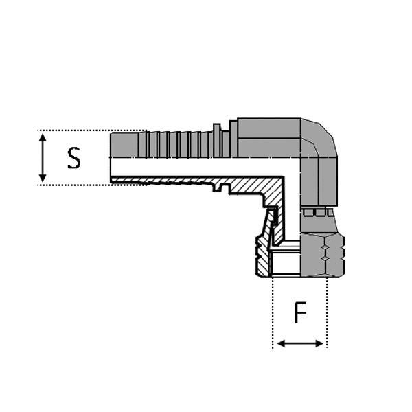 Série JIC - Filetage UNF - Cône 74° - Femelle - 90° Compact (DKJ-K90) - 8 , 1/2