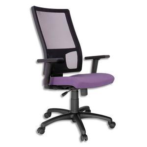Fauteuil de bureau Square - dossier résille noir, assise en tissu mauve - mécanisme synchrone, sans accoudoirs_0
