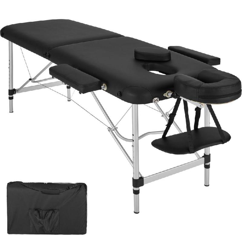 Table de massage pliante 2 zones - Aluminium portable avec housse - Noir - Réf. 2008135_0