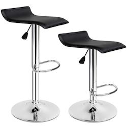 Tectake Lot de 2 tabourets de bar LARS - noir -401571 - noir matière synthétique 401571_0