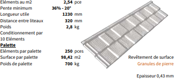 Tuile pour toiture revêtue de granules de pierre - Pente minimum 36% - 20° - DECRA® - DECRA.PA.OBERON - Classic / Oberon_0