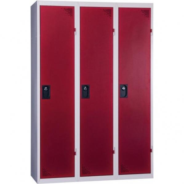 Vestiaire industrie salissante 3 cases monobloc - Rouge - Conforme norme AFNOR D 65-760 - Marque Rolléco_0