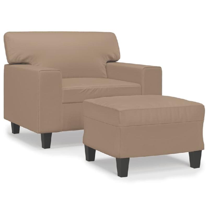 VidaXL Fauteuil avec repose-pied Cappuccino 60 cm Similicuir Modèle Orion Office Ligne - 3201163_0