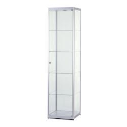Vitrine colonne argent éclairée 50x50x200cm - Verre trempé, aluminium anodisé, 4 étagères réglables - SARAZINO Vitrines_0