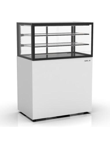 Vitrine neutre INTEGRA sur base haute - 1000 mm - 3 niveaux - H1400 mm - IN100/50-140N | Sayl Barcelona- Accès Back-Service - blanc 674005070346_0