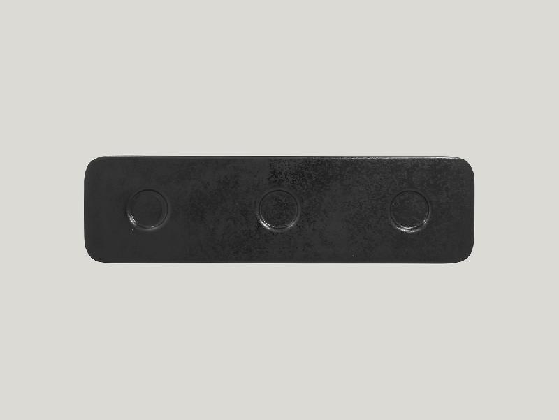 PLAT 3 EMPREINTES RECTANGULAIRE NOIR PORCELAINE 36 CM SHAPED RAK