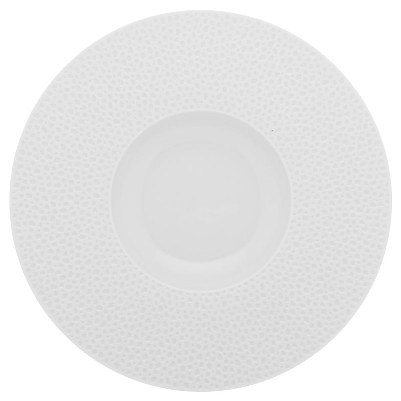 ASSIETTE GOURMET ROND BLANC PORCELAINE Ø 30 CM L' PERLES DE ROSEE BLANCHES DEGRENNE