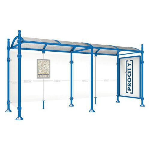 ABRI BUS PROVINCE 5 M VITRINE 1 BARDAGE LAT. CITY BLEU 5010 - PROCITY