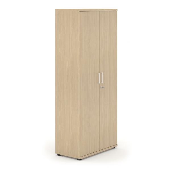 Armoire haute de bureau Rolléco - MDF mélaminé - 4 étagères ajustables - serrure 3 points - coloris blanc ou chêne blanchi_0