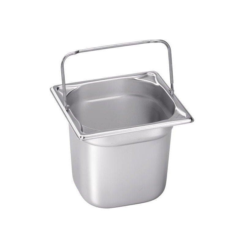 BAC GN BLANCO EN ACIER INOXYDABLE GN 1/6 AVEC POIGNÉES ÉTRIER - 100 MM, CAPACITÉ : 1,6 L