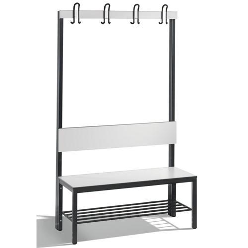 BANC AVEC DOSSIER, GRILLE DE CHAUSSURES ET CROCHETS - CP - BASIC PLUS - 100 CM