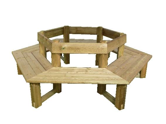 BANQUETTE TOUR D\'ARBRE HEXAGONALE POUR ADULTES - AVEC DOSSIER - MANUTAN COLLECTIVITÉS