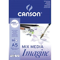 BLOC DE 50 FEUILLES DE PAPIER DESSIN IMAGINE 200G A5 BLANC - LOT DE 4