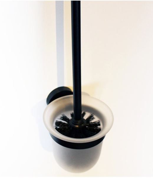 Brosse à toilettes avec tige Serena - noir élégant avec rosace de 50 mm_0