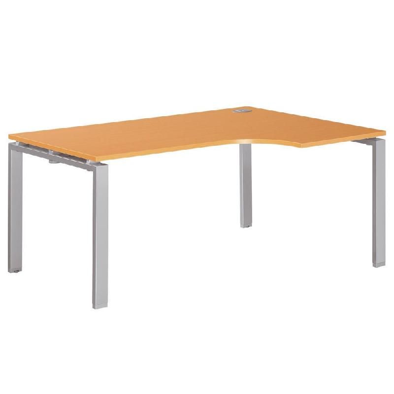 BUREAU COMPACT RETOUR À DROITE E-LINK - L. 160 X P. 110 CM - PLATEAU CÈDRE - 4 PIEDS ALUMINIUM