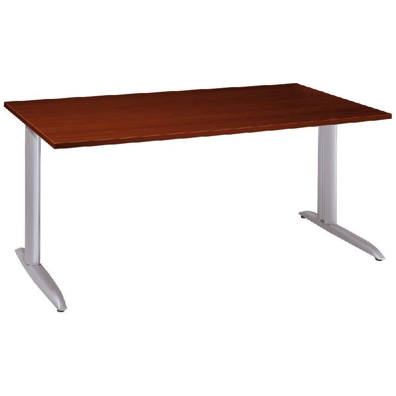 BUREAU DROIT ACTUAL - L. 160 X P. 80 CM - PLATEAU WENGÉ - PIEDS L ALUMINIUM