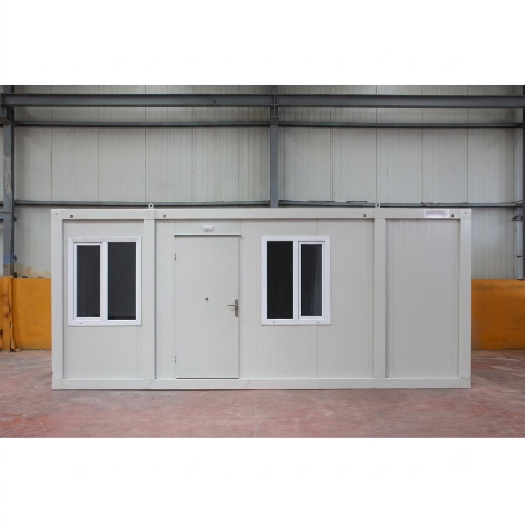 Bureau modulaire 20 pieds - Type ECO - 6,00 x 2,40 m - Hauteur 250 cm - 14,40 m2 - Isolation parois et plafond 50 mm polyuréthane