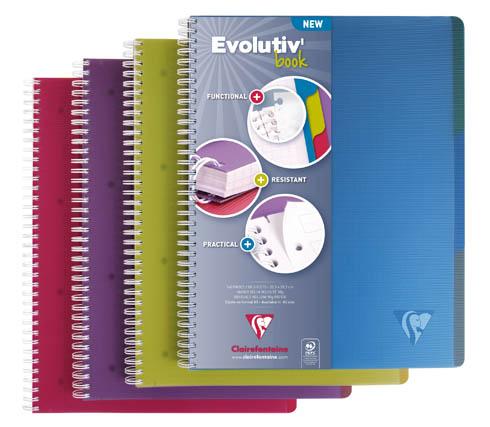 LOT DE 5 - CAHIER SPIRALE LINICOLOR EVOLUTIV'BOOK A4+ 22,5 X 29,7 CM PETITS CARREAUX 240 PAGES
