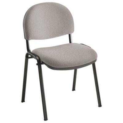 Chaise réunion et visiteur Prima - Tissu rembourré - Gris - Pieds Noir - lot de 4_0