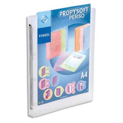 CLASSEUR PERSONNALISABLE VIQUEL PROPYSOFT - POLYPRO7/10EME - 4 ANNEAUX - DOS DE 35 MM - INCOLORE - LOT DE 12