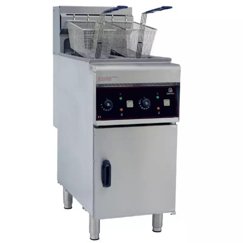 Cuistance Friteuse électrique sur coffre professionnelle – 2 cuves de 10 L, 12 kW, thermostat réglable jusqu’à 190 °C - inox DF10L2_0