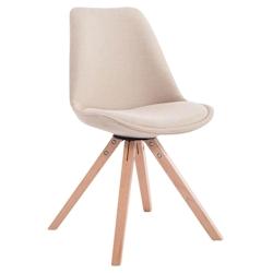 Décoshop26 - Chaise de salle à manger design scandinave en tissu crème et pieds en bois clair forme carré 10_0003457 - 3000251588842_0