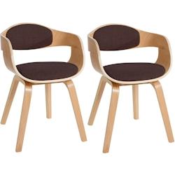 Décoshop26 - Lot de 2 chaises de salle à manger design scandinave en tissu marron et structure en bois clair 10_0001719 - marron 3000250634687_0