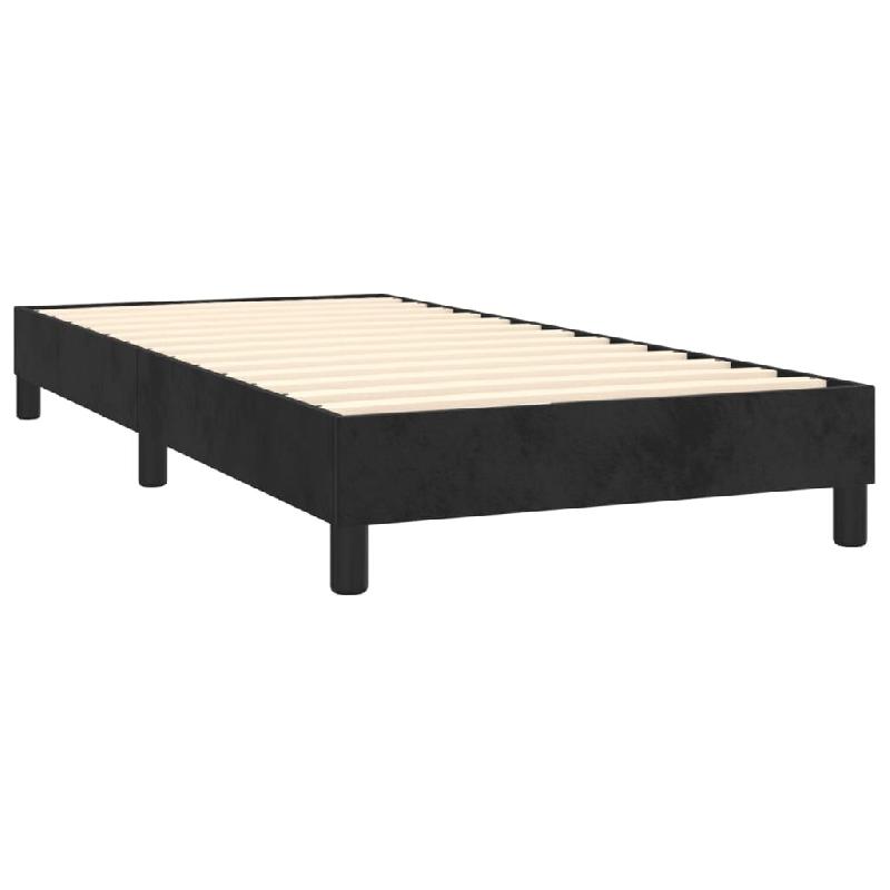 Décoshop26 - Sommier à lattes sur pieds cadre de lit 90x190 cm tissu velours noir TDL0206973 - noir 3001011532693_0