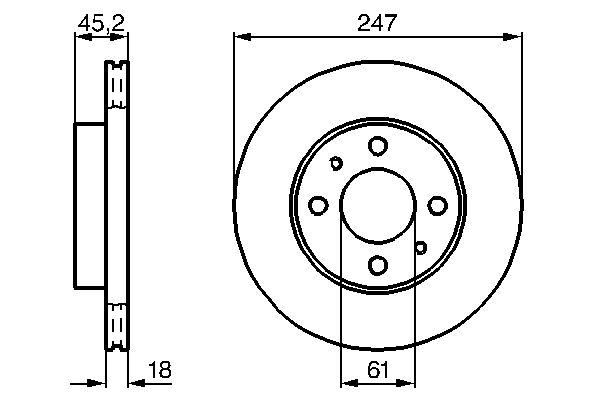 Disque de frein Bosch 0986478459 - ventilé, 4 trous, épaisseur 18 mm, côté avant - Boîte de 2_0