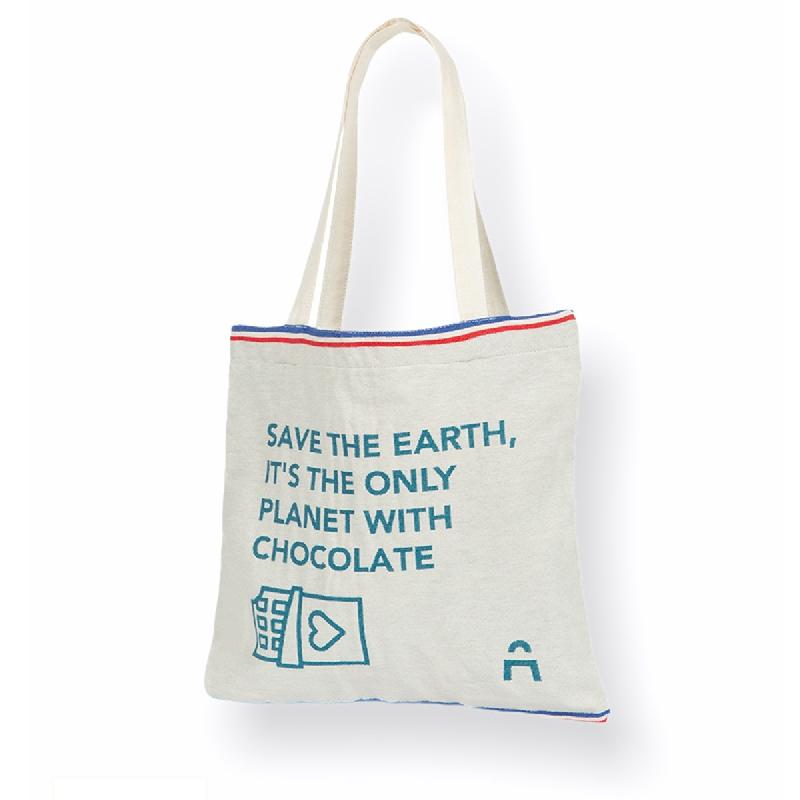 ECONOMIE CIRCULAIRE ! Sacs 370x360 mm avec poche en fibres textiles recyclées personnalisés 1 face pour le shopping - 
