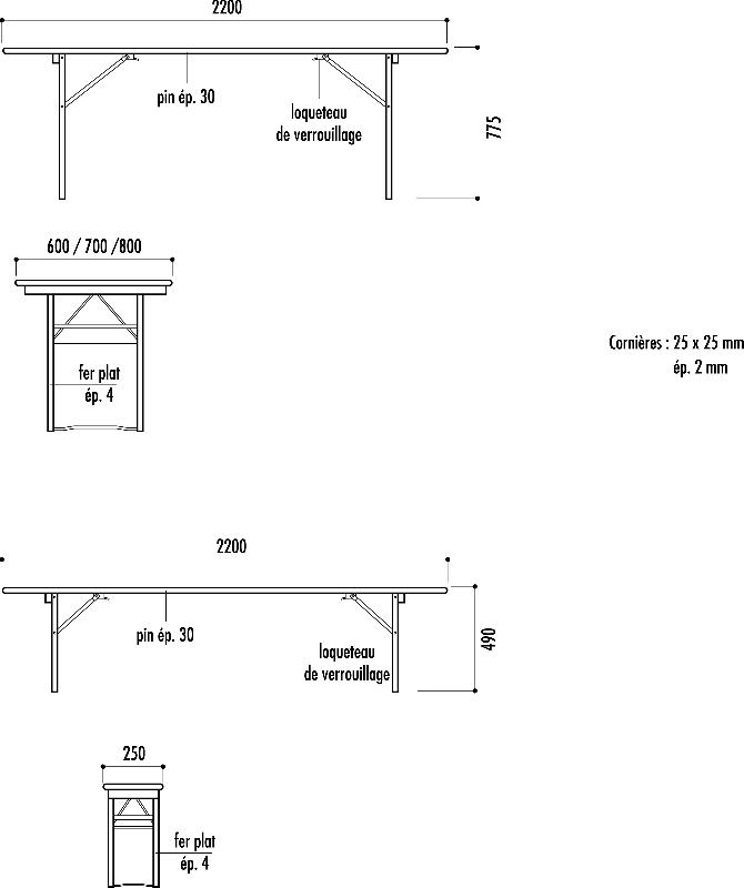 Ensemble table et bancs pliants Pragues - idéal pour salles des fêtes, kermesses et guinguettes_0