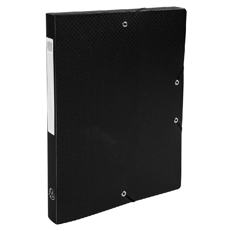 Exacompta - Réf. 59681E - 8 boites de Classement Exabox Dos 25mm polypropylène 7/10e OPAK - A4 - Noir - noir plastique 59681E_0